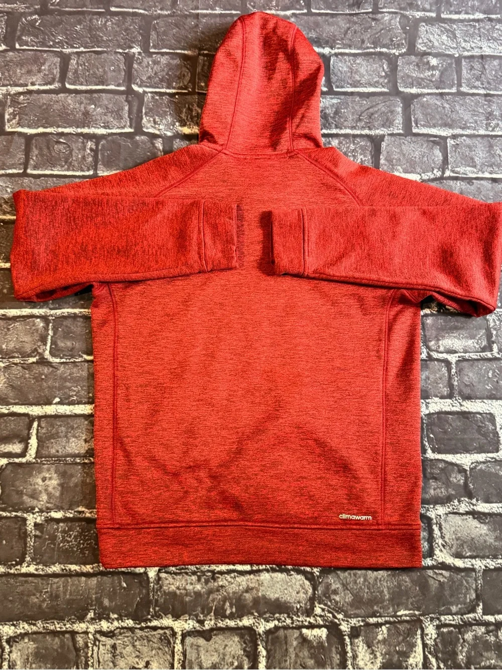 adidas Men's Red Hooded Sweatshirt Pullover